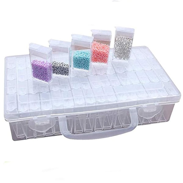 64 fack Diamantbroderi Sorteringslåda i robust förvaringslåda Case Organizer Diamond painting för naglar, strass, pärlor, D