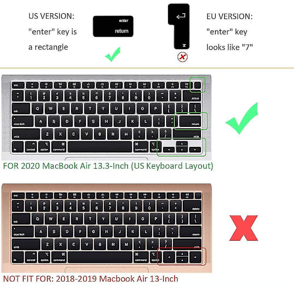 Ultra tunt tangentbordsöverdragsskydd kompatibelt med Macbook Air/pro/retina 13\" och 15\" (Apple modellnummer A1466 A1369 A1278 A1286 A1502)