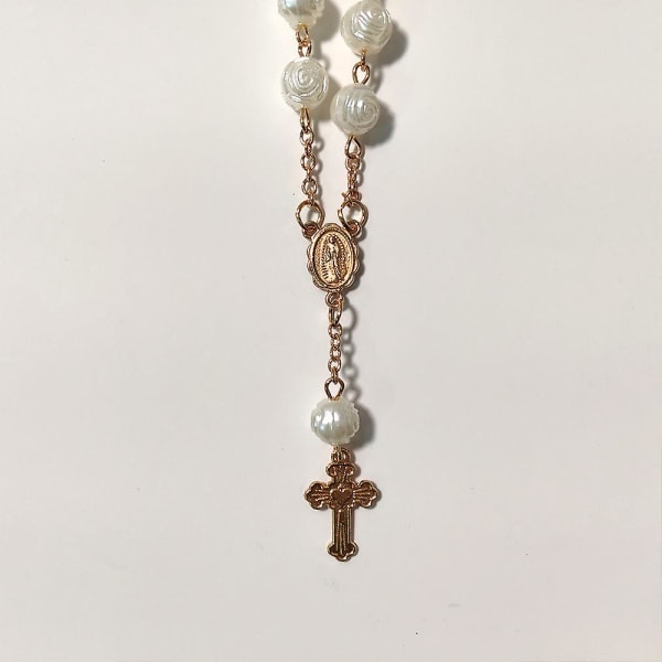 Religiösa bönebollspärlor Kors Rosenkrans Armband Jungfru Maria Rosenkrans Bönpärlor Jesus Cross Cross Kvinnor
