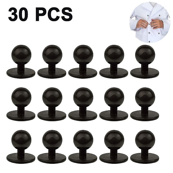 Runda knappar för kockjackor, 30 stycken, svart, 11 mm huvuddiameter