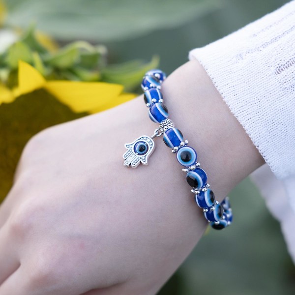 Turkiskt Lucky Evil Eye Armband Blue Evil Eye Bead Armband för män och kvinnor Handgjorda Lucky Jewelry Charm Armband för kvinnor