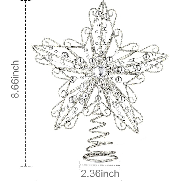 Suixing Juletre Topper 8 tommer Tråd Femspissstjerne Tretopp Festutstyr Juldekor Hjem Hotell Kontor