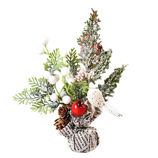 25 Mini Julgran Fast Bas Tallgren Gren Olika Stilar Söta Julbord Dekoration Fotorekvisita Kontor（D）