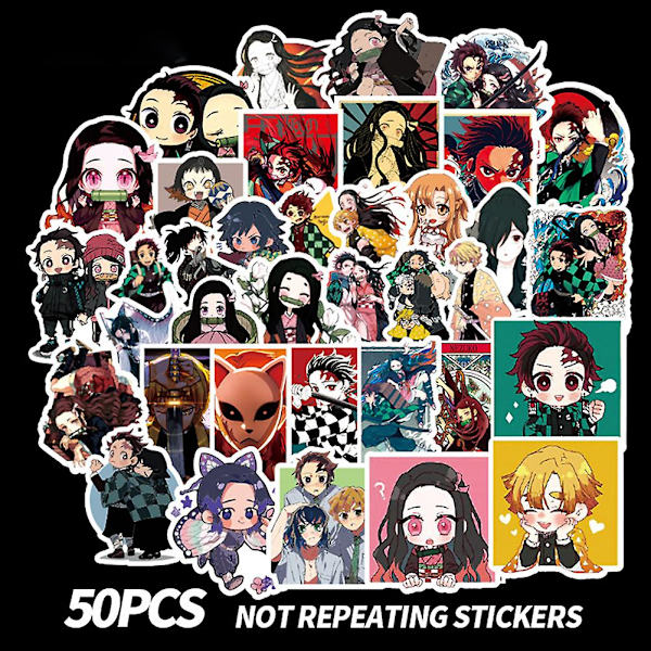 50 st vattentäta anime-graffitidekaler för skateboard, bagage, gitarr, bil