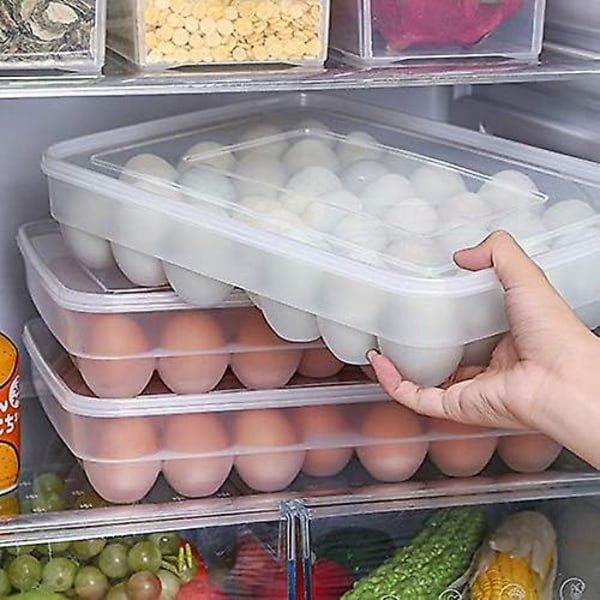 34 Grid Egg Storage Box - Transparent matbehållare för kylskåp, organizer