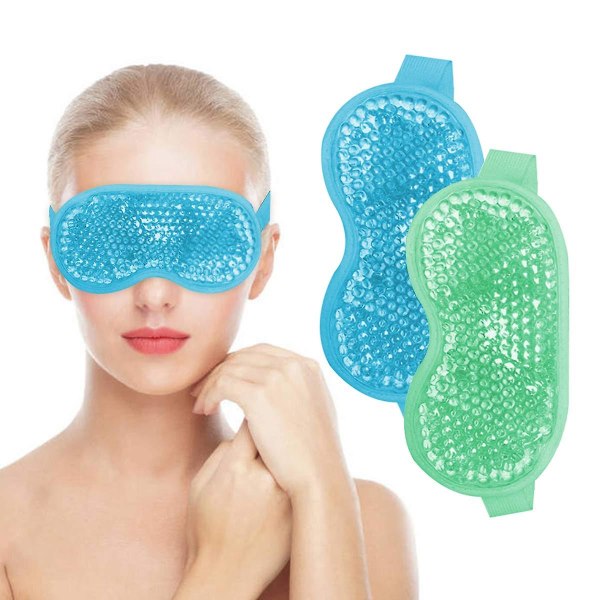 Cooling Gel Eye Mask, 2 st Återanvändbar Gel Eye Bead Pad & Cool kompress för svullna ögon och torra ögon, kall (Medium Parallell)