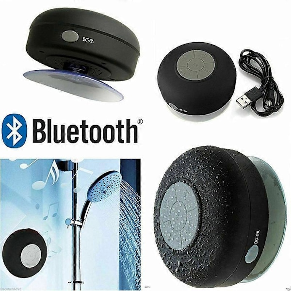 Trådlös Bärbar Bluetooth-högtalare Vattentät Bluetooth Duschhögtalare Handsfree Bil Bärbar Högtalare (Svart)