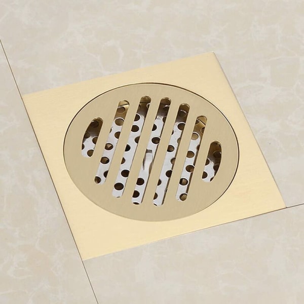 Fyrkantigt duschavlopp i mässing Rostfritt fyrkantigt golvbrunn för badrum, HANBING