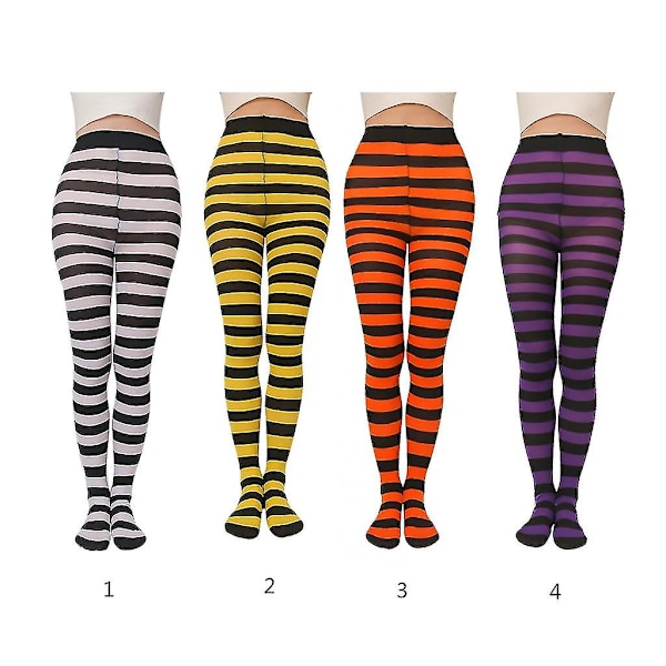 Pehmeät Raidalliset Pitkät Sukkahousut Naiset Leveä Vaakaraita Sukkahousut Opaque Hosiery N (Keltainen ja Musta)