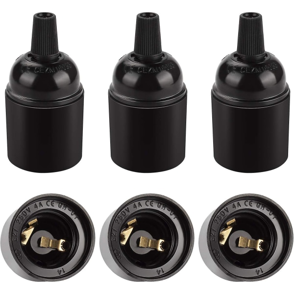 e27 Black Vintage Socket, Edison Retro Pendel Lampe, Solid Baklite Lampeholder Adapter, Perfekt for dekorasjon, industri og DIY, Lot