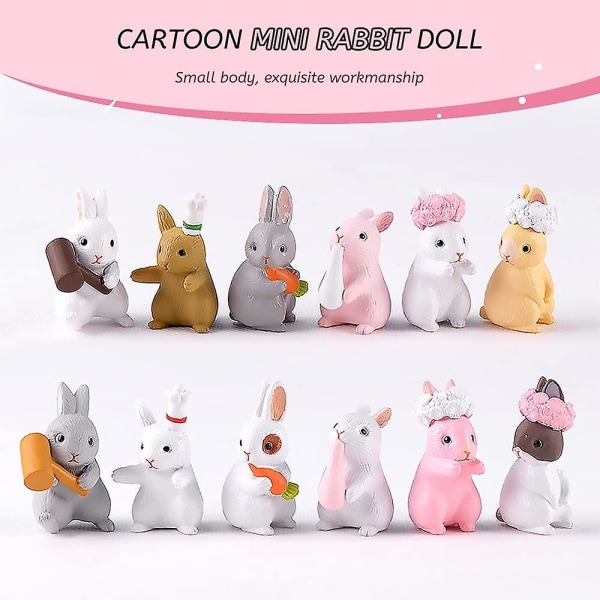 Miniatyr kanin ornament*12, mini kanin figur, mini kanin dekorasjon, kanin leke til påske dekorasjon, kanin figurer, miniatyr kanin Garde