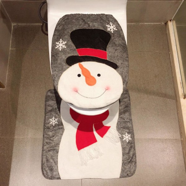 2 stykke juletema toiletlåg Santa toiletsædebetræk Glædelig jul badeværelsespynt til festivalartikler
