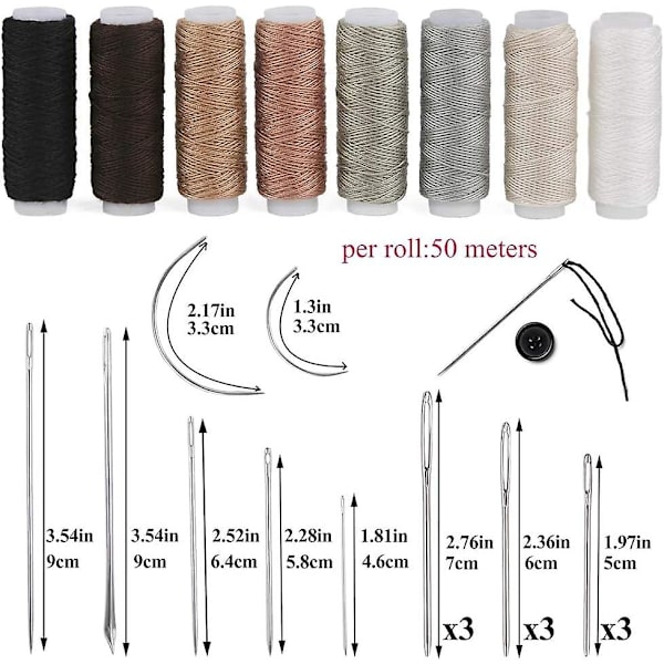 Upholstery Reparation Sömnad Kit med Sömnad Syl Söm Rivning Hand Sömnad Sömnad Nålar Sömnad Tråd Läder Hantverk Verktyg Kit
