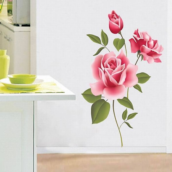 En uppsättning vackra blommor väggkonst väggdekaler PVC dekal för vardagsrum sovrum barnrum kök dekoration