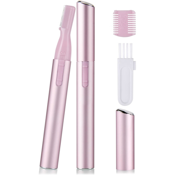 Øjenbrynshår fjernelse til kvinder Mænd, smertefri ansigtshår barbermaskine, elektrisk øjenbrynsbarbermaskine til bryn, ansigt, kinder, læber, ferskenfnuller (pink)