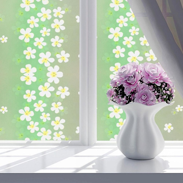 Frostad Blomsterblad Dekal Balkong Badrum Dörr Fönster Dekorativ Glasfilm (9#)
