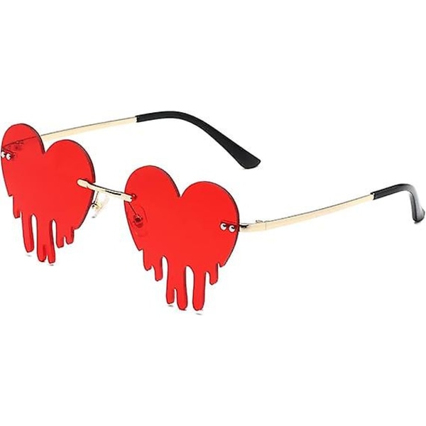 Hjertesolbriller til kvinder, Kantløse Uregelmæssige Fest Unikke Solbriller til Prom Halloween Jul Farverige øjenbriller