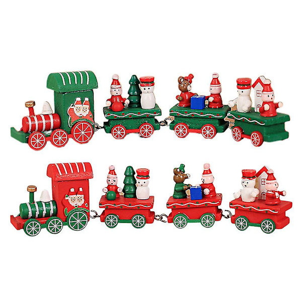 2 st juldekorationer hem juldocka mini tågset tomtetåg jul trä tågfigur jul tåg leksak