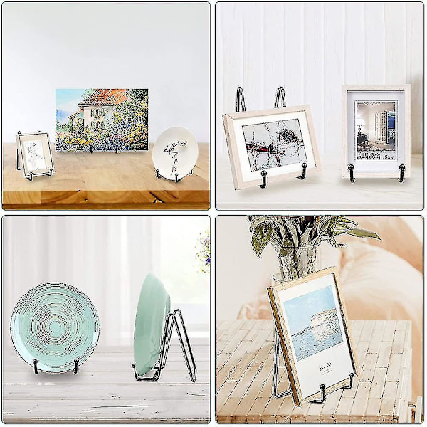 2 stk. Jernstativ i metall, 6 tommers utstillingsstativ, jernstativ for foto, bøker, dekorative tallerkener og kunst og håndverk