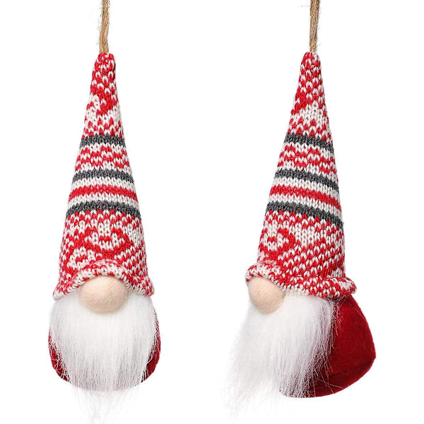 Julgranshängande Tomtar Ornament Set om 10, Svenska Handgjorda Plysch Tomtar Jultomte Elf Hängande Hem