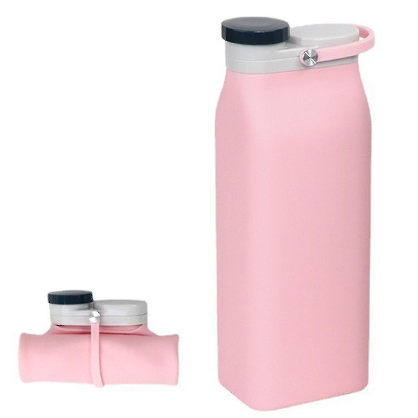 Sammenklappelig Vandflaske, Bærbar Madkvalitets Silikon Foldbar Rejsende Genanvendelig Lækagesikker Vandflasker Niuniu (Pink)