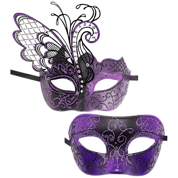 Parmasker for par - Venetiansk sommerfuglmaske / Halloween / Mardi Gras / fest / skoleball / bryllup (lilla)