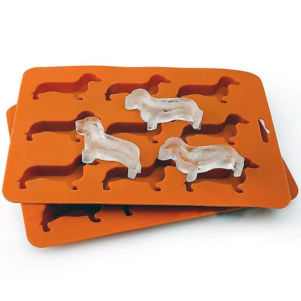 Dachshund-formade silikonformar för isbitar och bricka