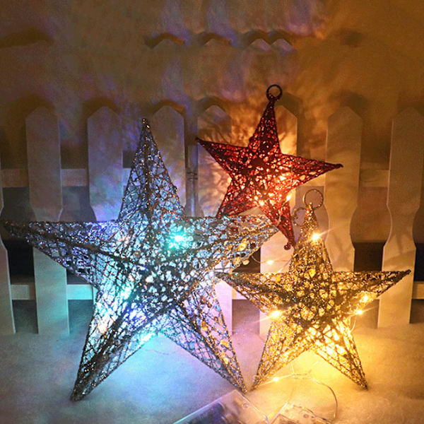 Julglitterstjärnor Glitter Oförstörbara Levande Färg Fest Hängande Julglitterstjärnor för Hemmet (Röd)