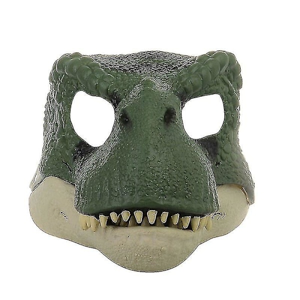 Halloween Dinosaurmaske med Åben Mund Latex Gyser Hovedbeklædning Cosplay Rekvisit Tyrannosaurus Rex Maske (Lysegrøn)
