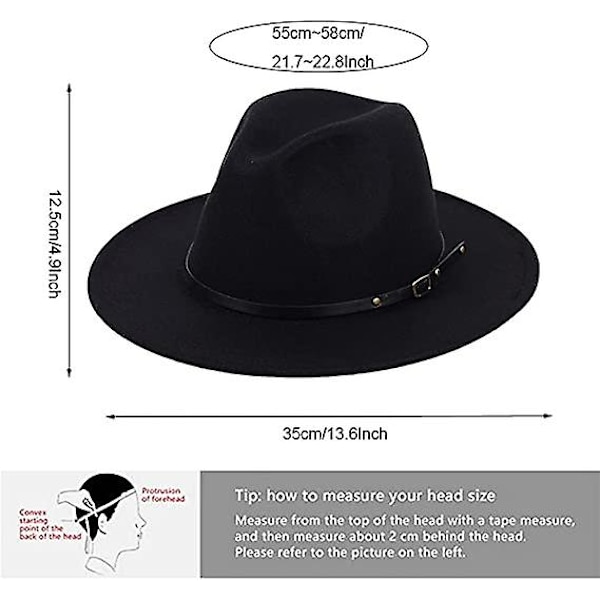 Klassinen leveälierinen kaksiväri Fedora-hattu vyöllä miehille ja naisille