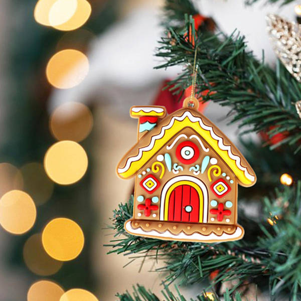 Julgranspynt Pepparkakshus Design med Hängande Rep Skapa Atmosfär Pepparkaka