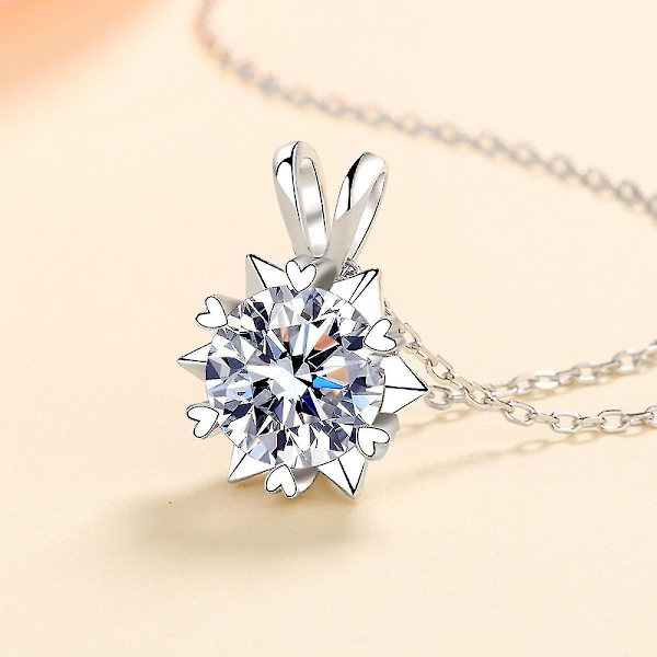 S925 Silverhalsband Kvinna Hexagram 6.5mm Zirkon Hänge Halsband (Zirkon)