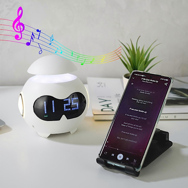 Expression Bluetooth Musik Väckarklocka, Rolig Stämningsbelysning för Sovrum (Vit)