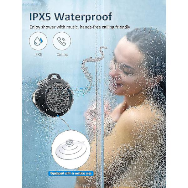 Portabel Bluetooth-högtalare, IPX5 Vattentät Duschhögtalare med HD-stereo, 8 Timmars Spela Tid, Inbyggd Mikrofon, Sugkopp, Trådlös Högtalare för Utomhus