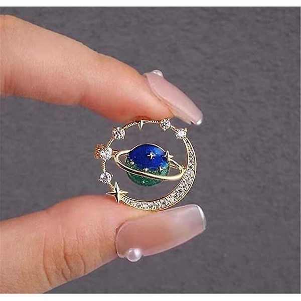Planet Brosche Rhinestone Planet Brosche Badge Farverig Krave Pin Cirkulær Reversnål Anti-Glare Emalljenål
