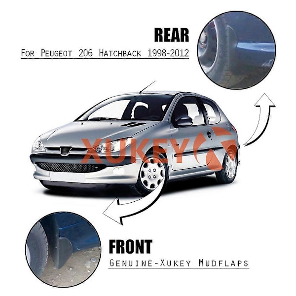 Lämplig för Peugeot 206 1998-2012 bil däck stänkskärmar