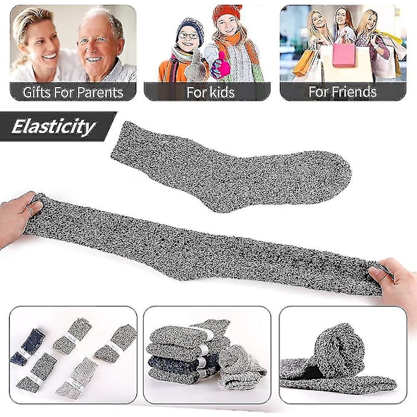 5 Par Giftset med Tjocka & Varma Tunga Ullstrumpor för Män