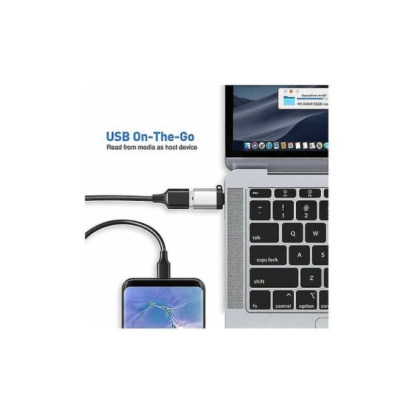 USB C til USB 3.0 Adapter (pakke med 2), USB C Han til USB 3.0 Hun Adapter Kompatibel med telefon, bærbar, pc (sølv)