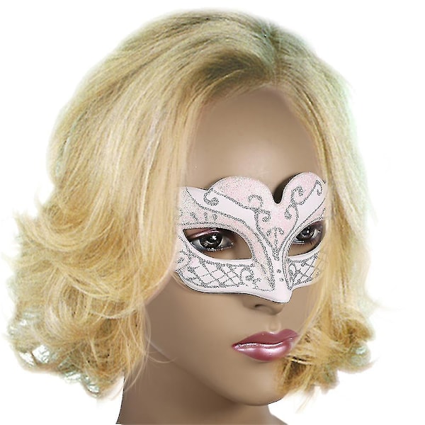 Hvit Festnight Sexy Plast Phantom Halvmaske Halloween Maskerade Ball Maske Med Glitter Dekorasjon