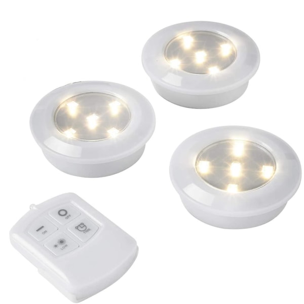 lights4fun Sæt med 4 LED-skubbelys - Varm hvid underskabslys med fjernbetjening