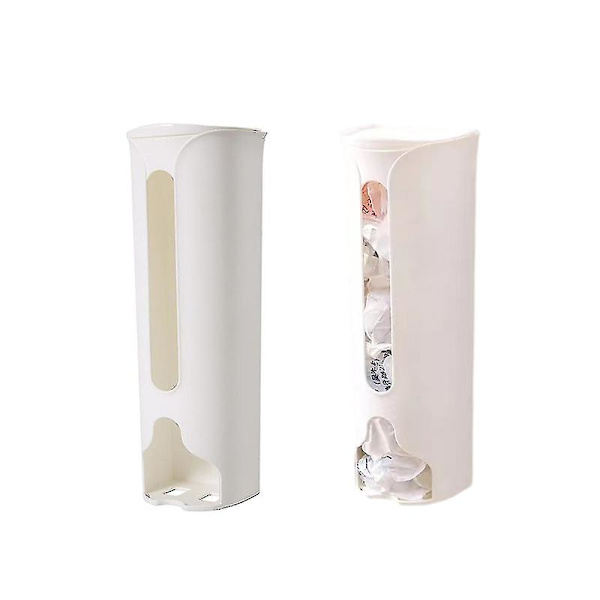 Väggmonterad sopsäckförvaringslåda Köks plastpåshållare Förvaringslåda Badrum Sopåse Dispenser Kökstillbehör, Vit, 9x9x