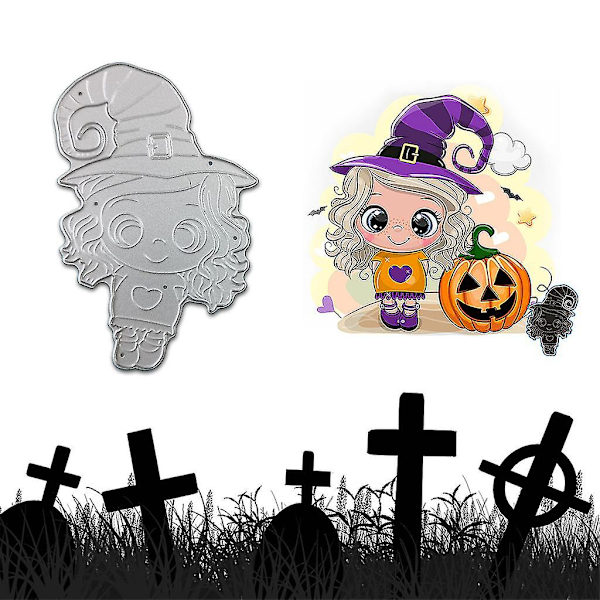 Halloween flicka metallskärningsformar stencil scrapbooking DIY album stämpelpapper bil