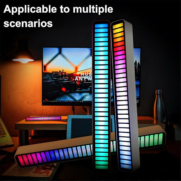 32 RGB LED Bil Lydsstyring Lys Stemmeaktiveret Pickup Musik Rytmelampe, Batteridrevet, Sort