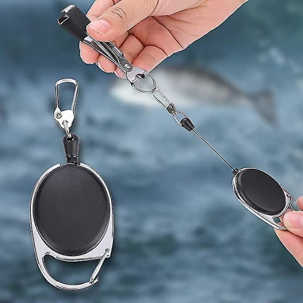 Retractor och fiskespölinje blixtlås, rostfritt stål multifunktionell flugfiske snabb knutverktyg linjeskärare sax tång fiskeredskap 1 st svart