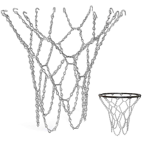 Basketbollnät för utomhus, Ersättningsnät för basketboll, Utomhusbasketbollnät, Metallbasketbollnät, Standard Hållbart Galvaniserat Basketbollnät för inomhus