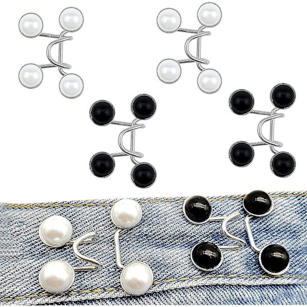 6 Pak Perle Jeans Knapper, Justerbar Spænde, Ingen Syning, Trykknapper Til Jeans, Bukser, Kjoler.