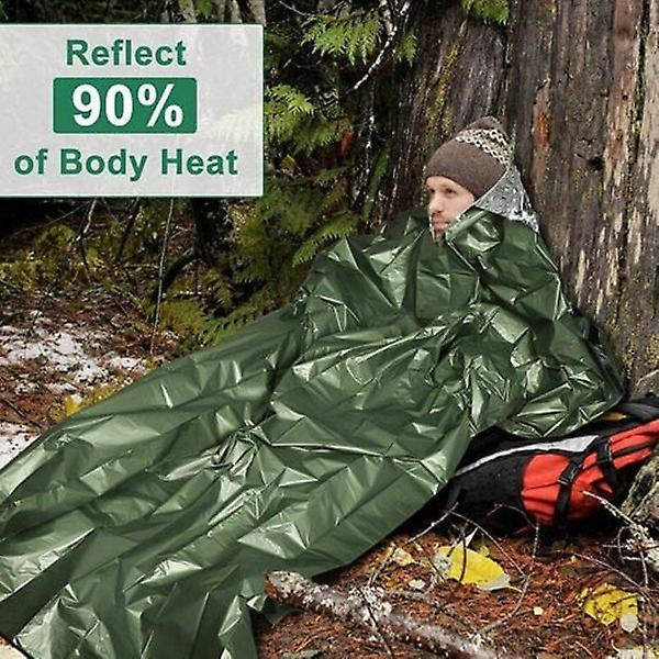 Nödsömnpose med Paracord, Ultralätt Vattentät Termisk Överlevnadsnödfilt för Camping, Ryggsäckning,