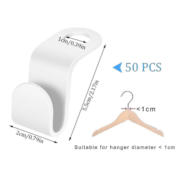 50 st klädhängare-anslutningskrokar, platsbesparande klädkrok, flervånings stapelbar klädhängare för garderobsskåp