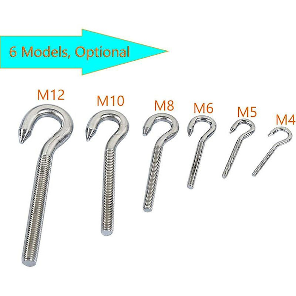 M5 Krog Bolt Skrue Ring Krog 304 Rustfrit Stål Høj Hårdhed Stål Krog Bolt Hængende Genstand Skrue Krog til Hængende Lysekroner Håndværk 10PCS