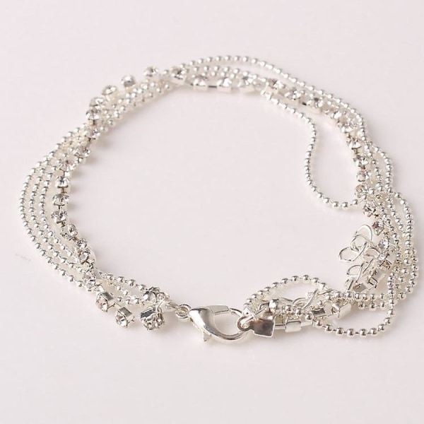 Boho Lagdelt Krystal Anklets Sølv Rhinestone Ankel Armbånd Kæde Strand Fod Smykker til Kvinder og Piger